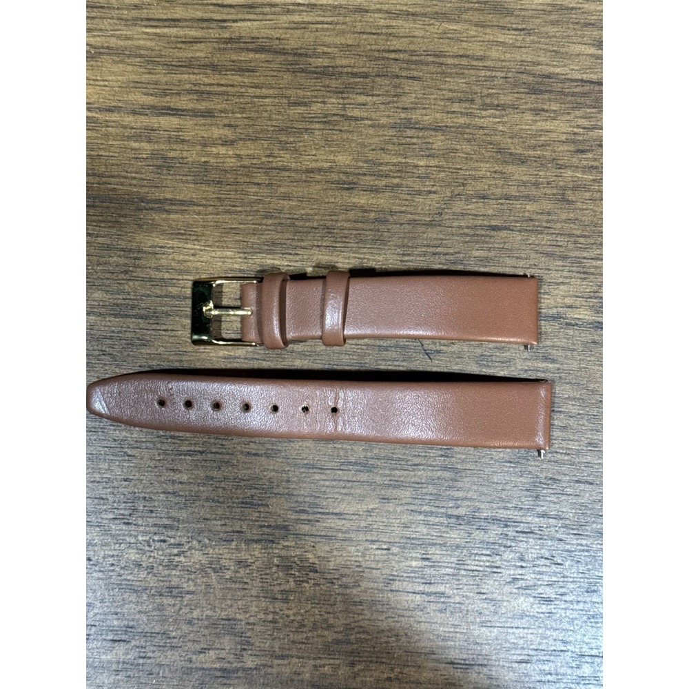 16mm Brown W/ Gold Buckle Genuine Leather ANTI-ALERGIC  Watch‎ Band Bandini